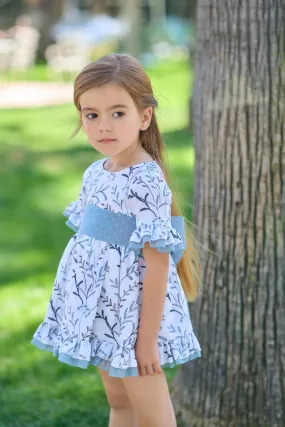 Vestido bebé ramas azules