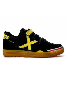 Zapatilla de niño Munich Gresca Negro Amarillo